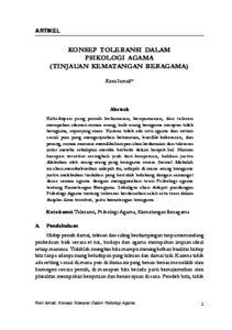 KONSEP TOLERANSI DALAM PSIKOLOGI AGAMA (TINJAUAN KEMATANGAN BERAGAMA ...